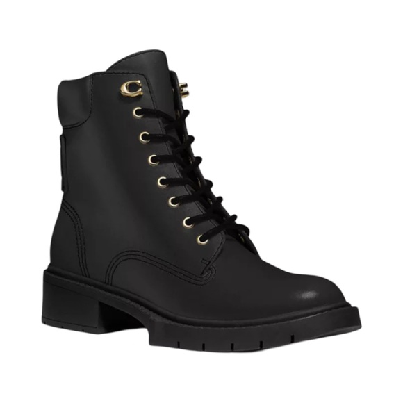 Coach Shoes - Coach Lorimer Black Leather Bootie Classic Military Combat Boot Size 8 New